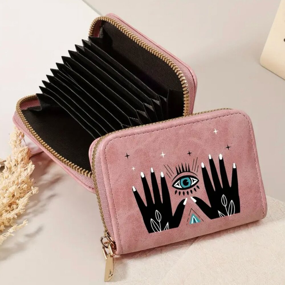 Evil Eye and Hands of Protection Pink Wallet